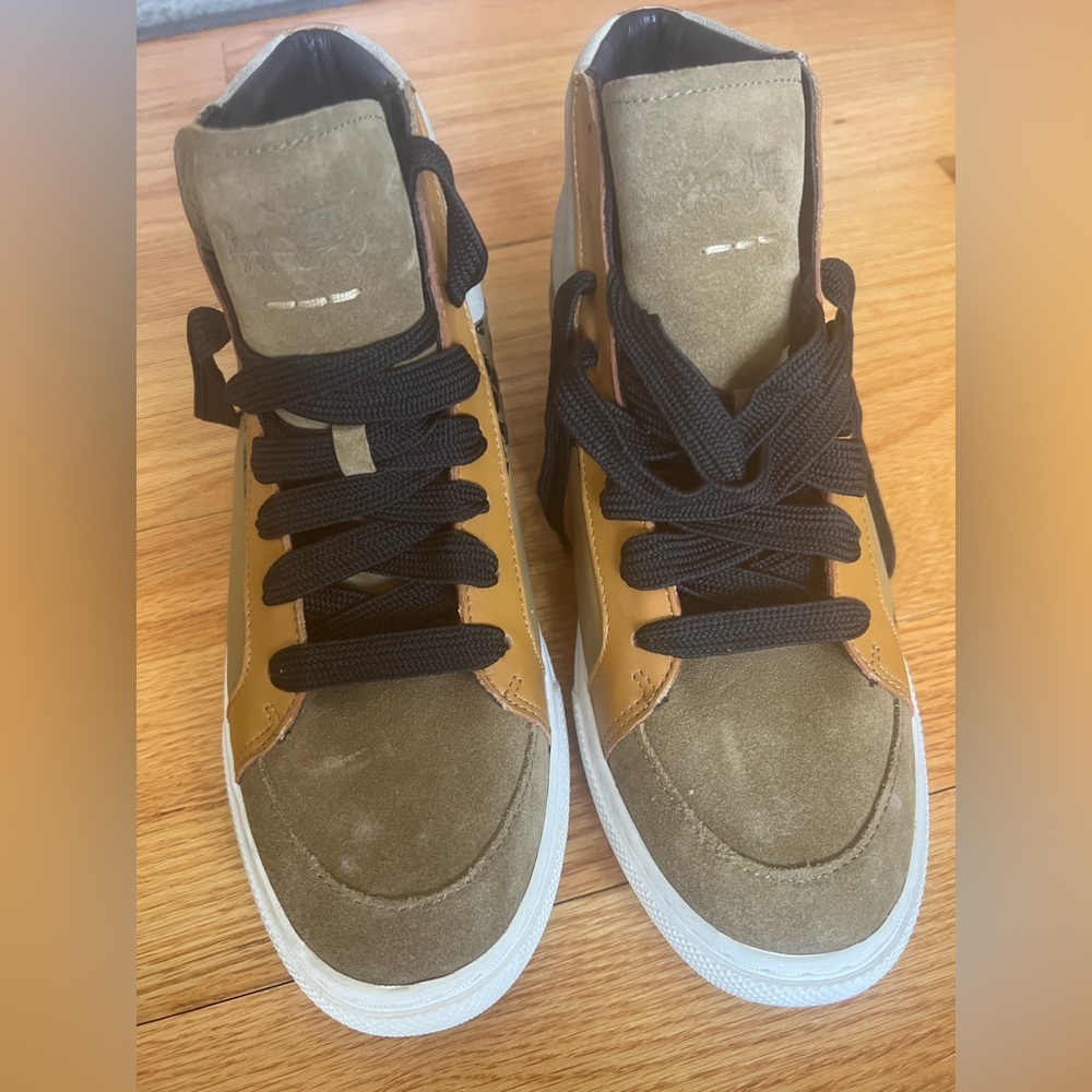 NWOB MEN'S COACH G1420 HI-TOP LEATHER/SUEDE SNEAKERS BROWN TAN Size 8